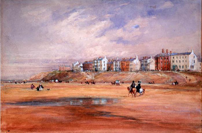Blackpool Beach, vintage artwork by David Cox, 12x8" (A4) Poster