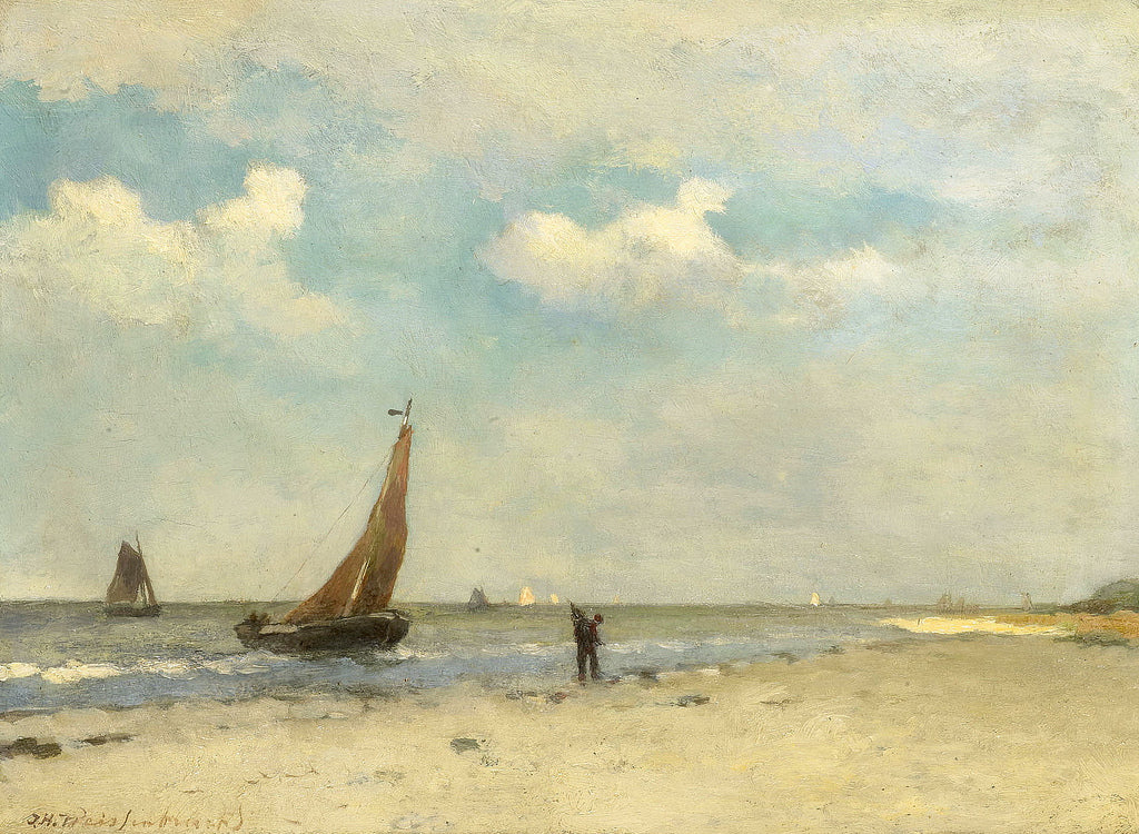 View on the beach, vintage artwork by Johan Hendrik Weissenbruch, 12x8" (A4) Poster