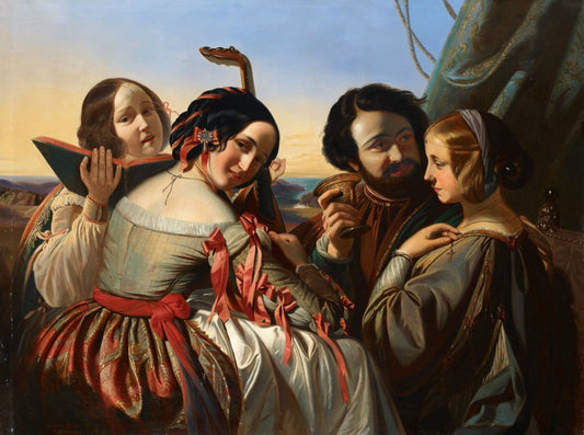 Company of musicians, vintage artwork by Henri-Guillaume Schlesinger, A3 (16x12") Poster Print