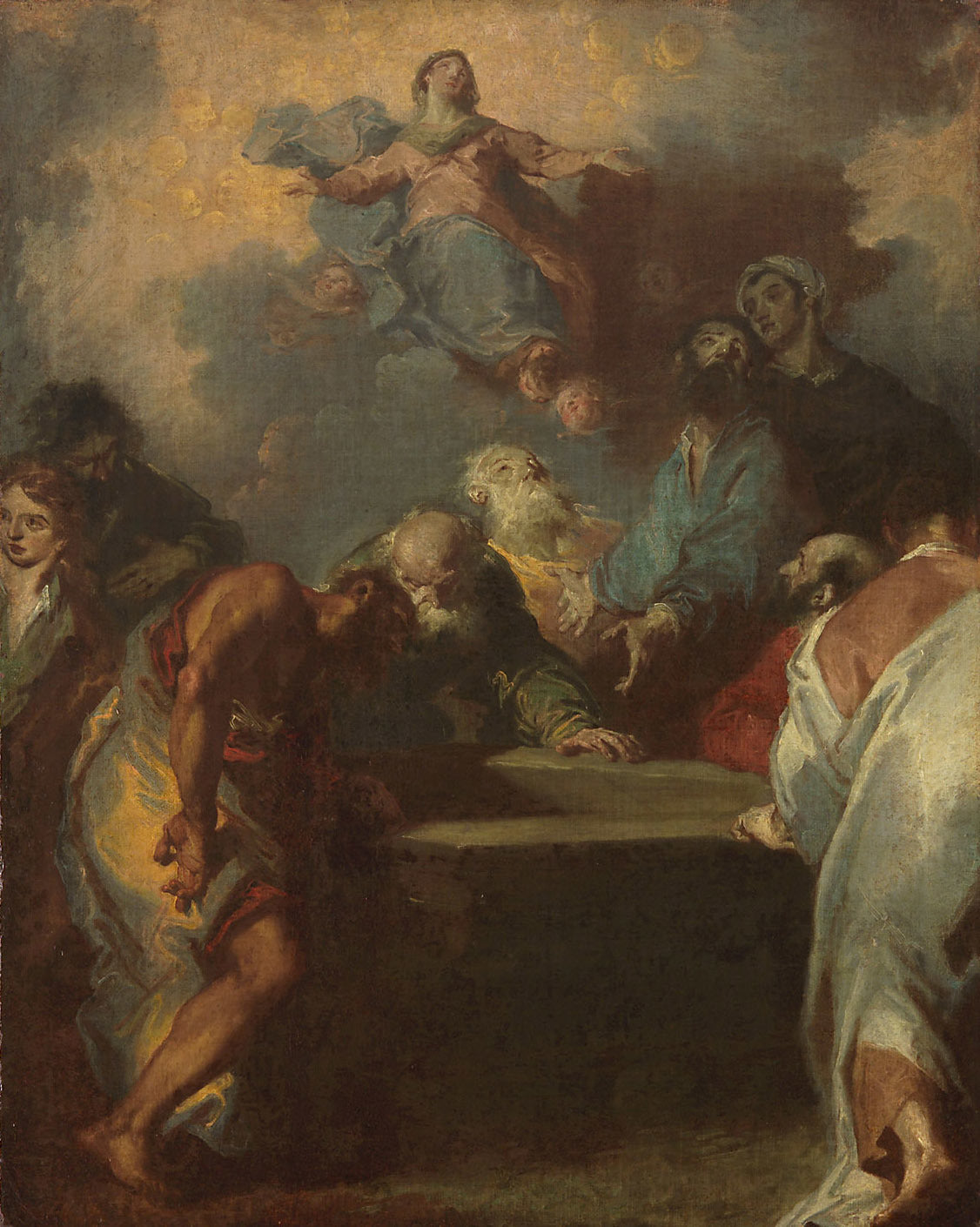 Ascension of the Virgin Mary, vintage artwork by Giuseppe Bazzani, 12x8" (A4) Poster