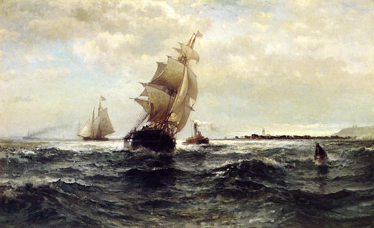 Off Atlantic Highlands, vintage artwork by Edward Moran, 12x8" (A4) Poster