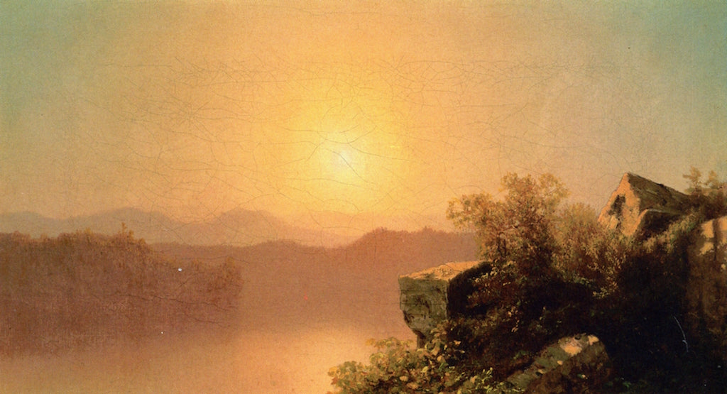 Lake Scene at Sunset, vintage artwork by Jervis McEntee, 12x8" (A4) Poster