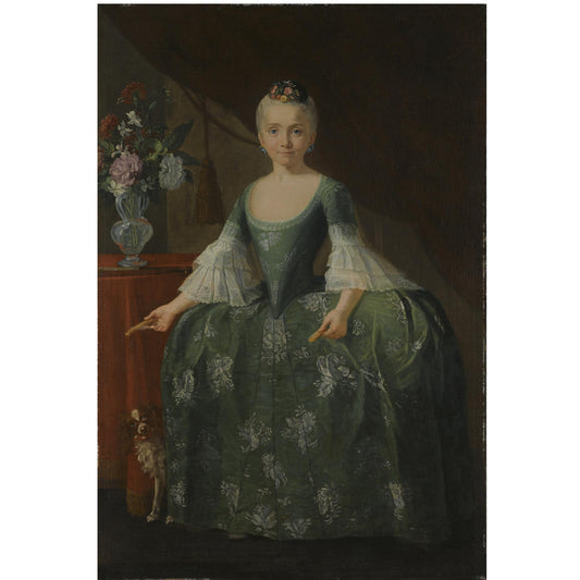 Portrait of the Infanta María Luisa de Borbón, vintage artwork by Giuseppe Bonito, 12x8" (A4) Poster