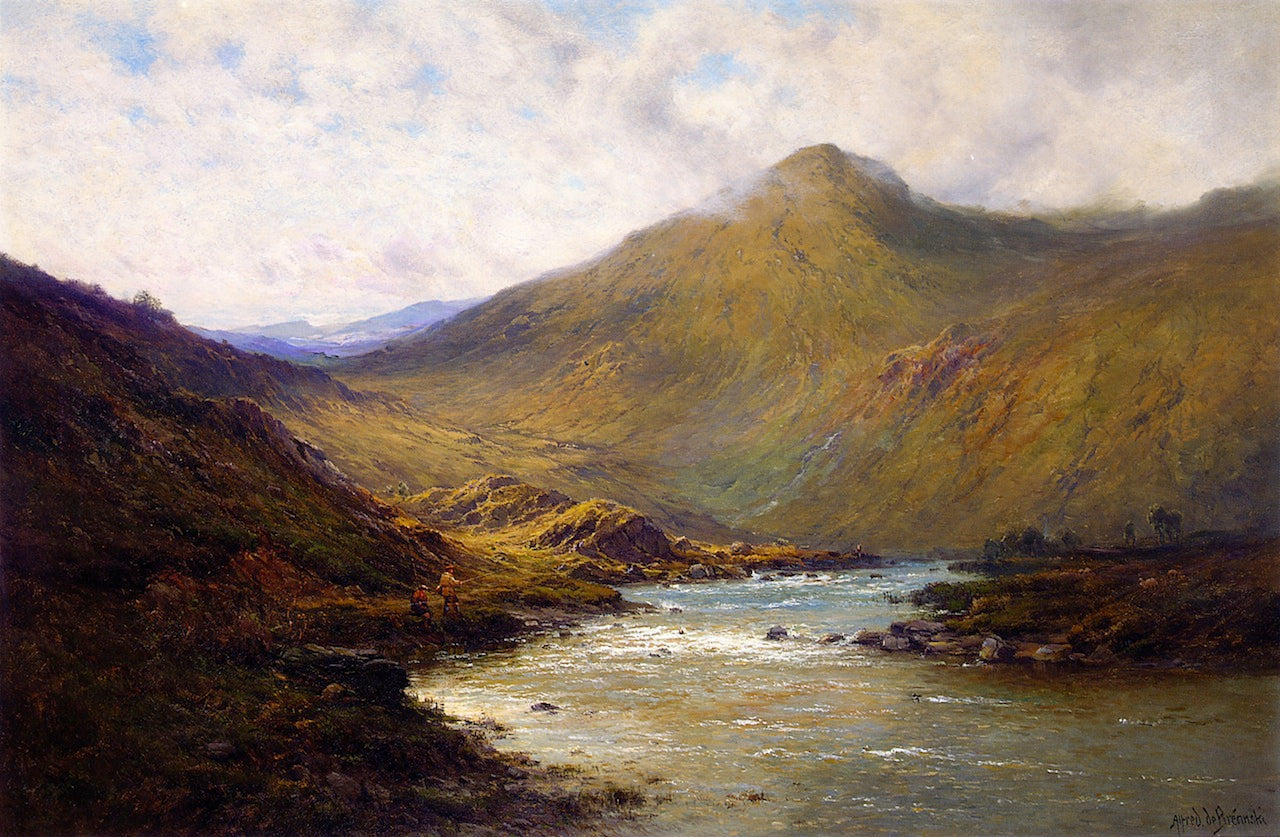 A Bend of the Dee, vintage artwork by Alfred de Breanski, Sr., 12x8" (A4) Poster