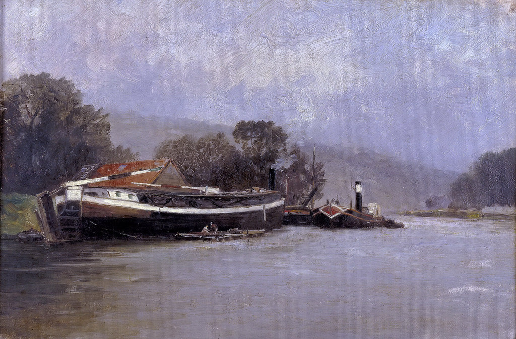 The Seine, Rouen, vintage artwork by Carlos de Haes, 12x8" (A4) Poster