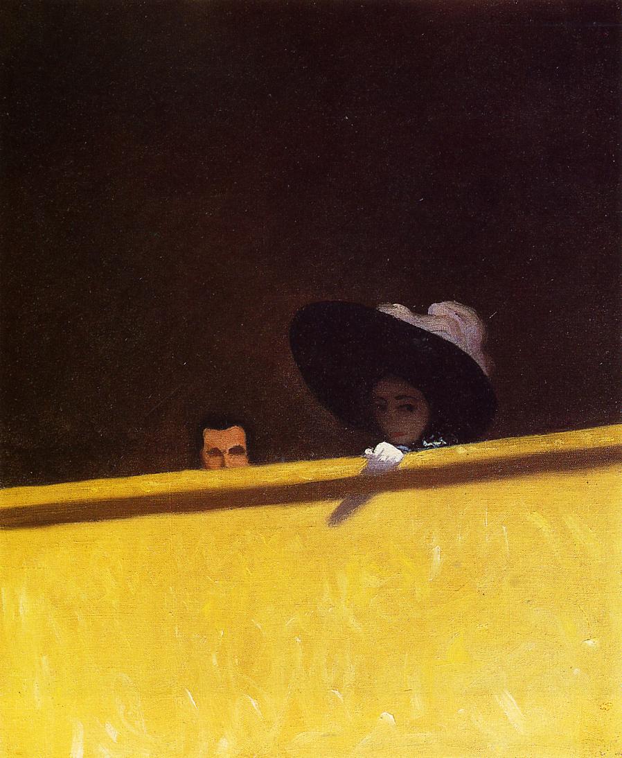 Box Seats at the Theater, the Gentleman and the Lady, vintage artwork by Felix Vallotton, 12x8" (A4) Poster