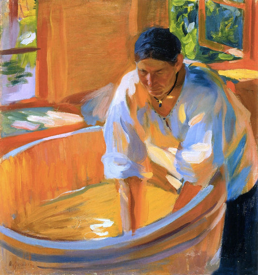The Washerwoman, vintage artwork by Alexander Murashko, 12x8" (A4) Poster