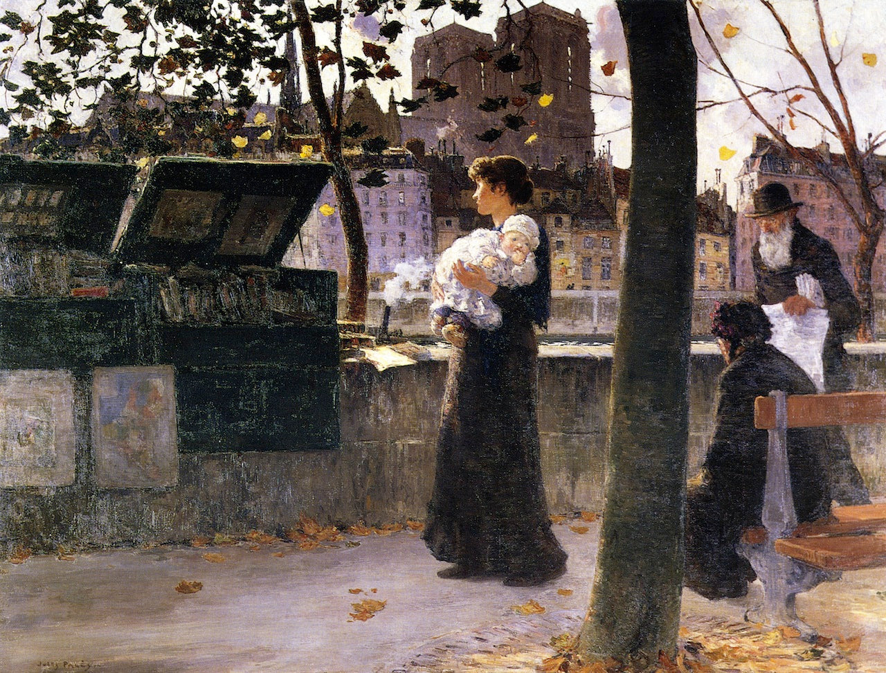 Sur les Quais by Jules Eugene Pages,A3(16x12")Poster