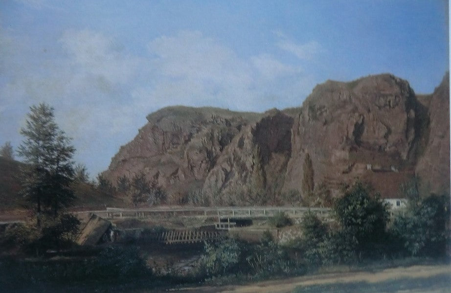 Cliff Landscape in Saxon Switzerland, vintage artwork by Just Ulrich Jerndorff, A3 (16x12") Poster Print