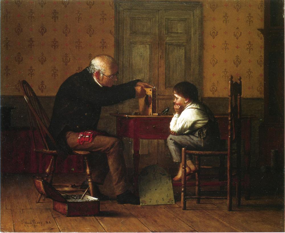 The Clock Doctor, vintage artwork by Enoch Wood Perry, 12x8" (A4) Poster