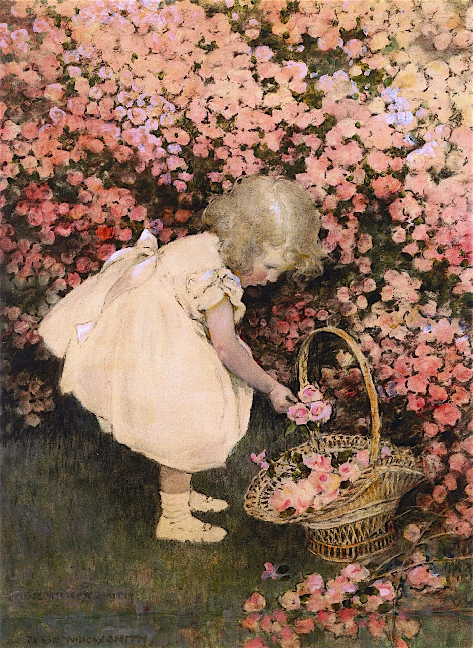 Rosebuds, vintage artwork by Jessie Willcox Smith, 12x8" (A4) Poster