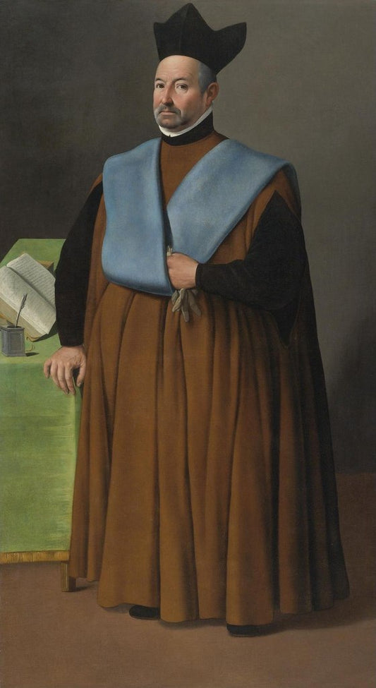 Portrait of Juan Martinez Serrano, vintage artwork by Francisco de Zurbarán, 12x8" (A4) Poster