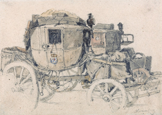 A Diligence, Side View: Nuremberg, vintage artwork by Samuel Prout, 12x8" (A4) Poster