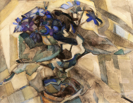 A Still LIfe with Blue Cinerarias by Herman Kruyder,16x12(A3) Poster