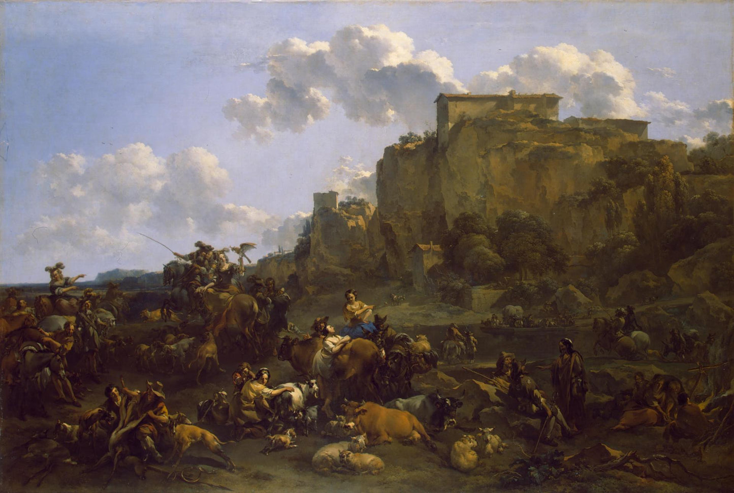 Hunters Resting, vintage artwork by Nicolaes Berchem, 12x8" (A4) Poster
