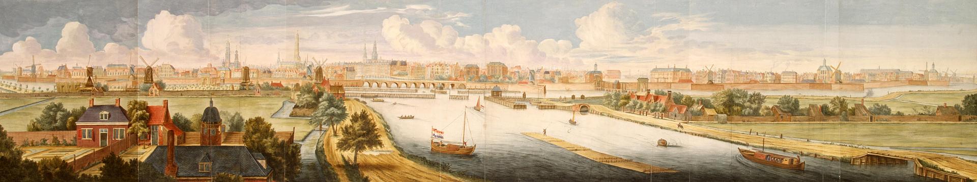 Panorama of Amsterdam, vintage artwork by Jan van Kessel the Younger, 12x8" (A4) Poster