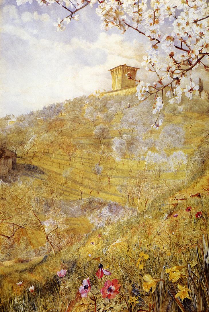 The Villa di Bellosguardo, vintage artwork by Henry Roderick Newman, 12x8" (A4) Poster
