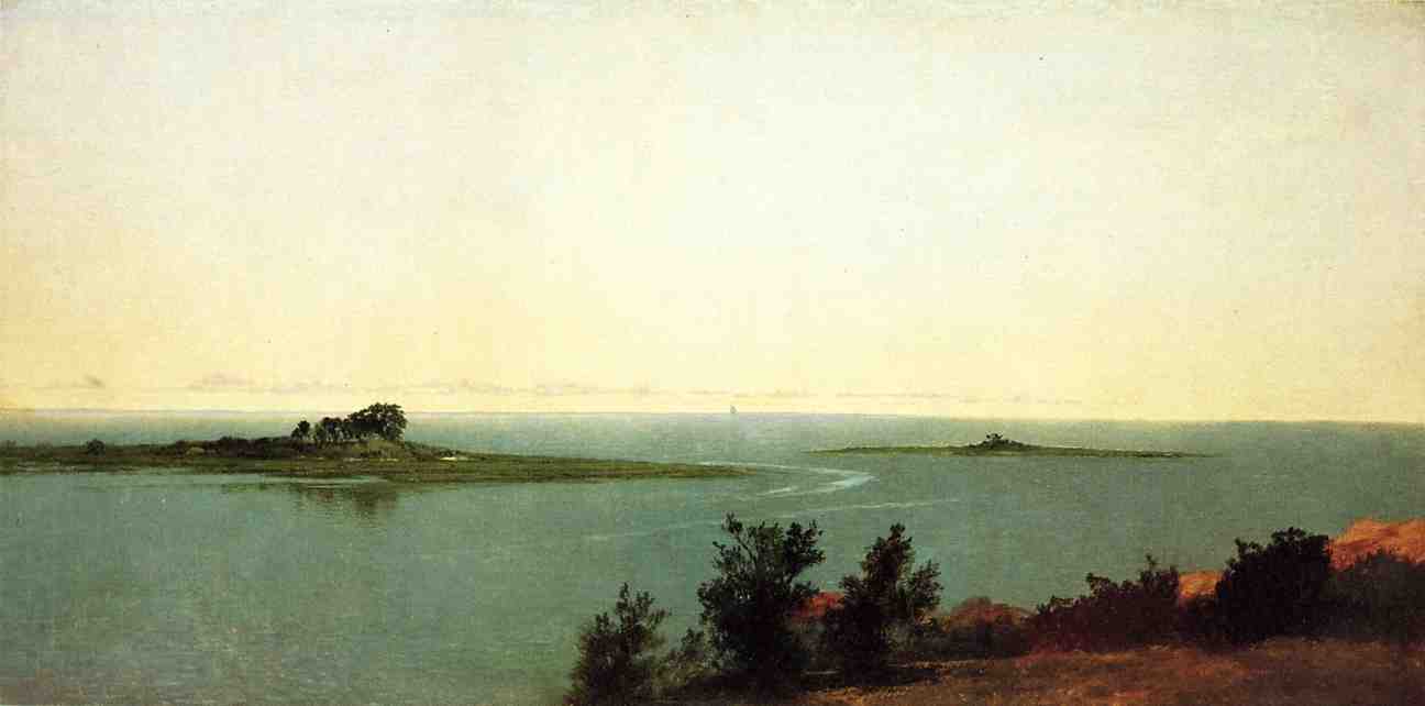 Fish Island from Kensetts Studio on Contentment Island, vintage artwork by John Frederick Kensett, A3 (16x12") Poster Print