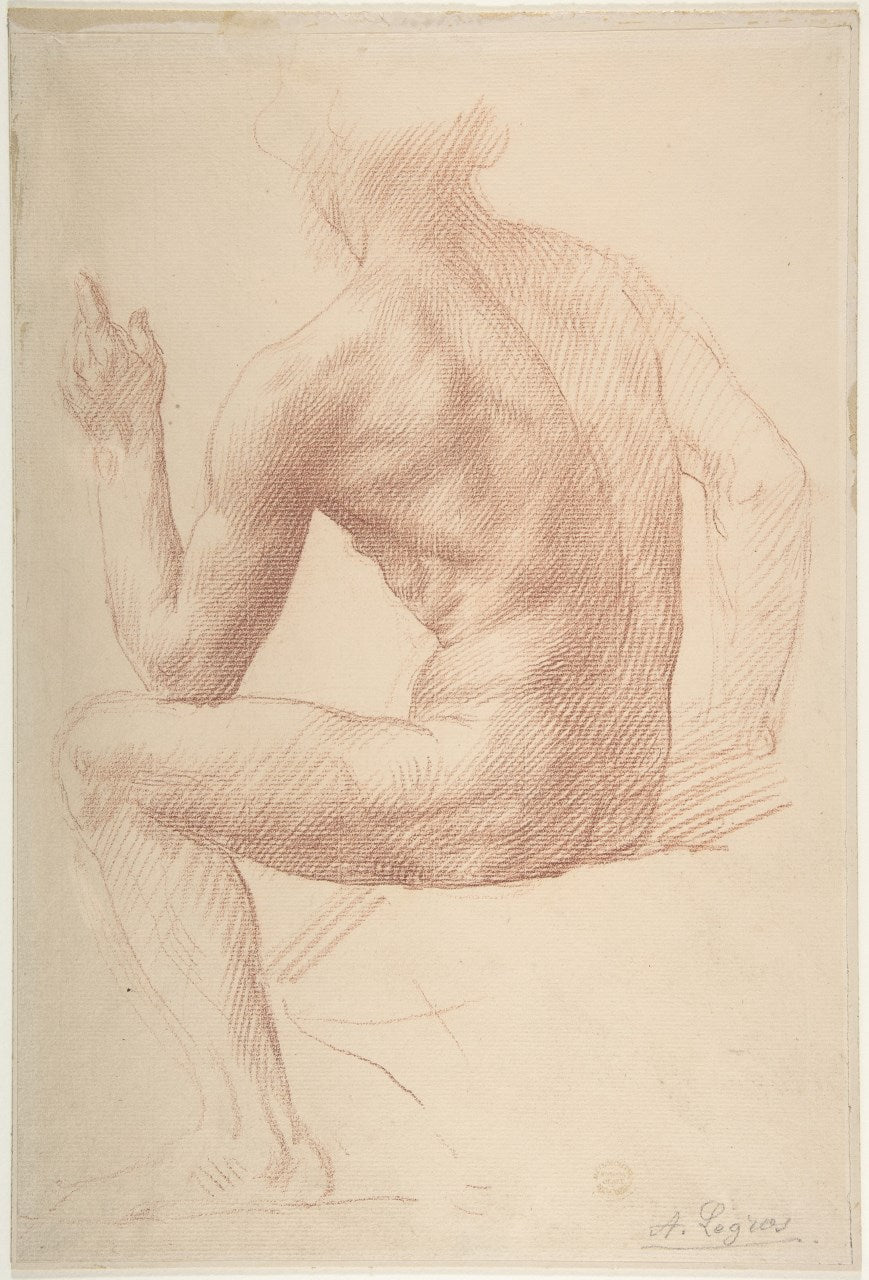 Study of a Male Figure, vintage artwork by Alphonse Legros, 12x8" (A4) Poster
