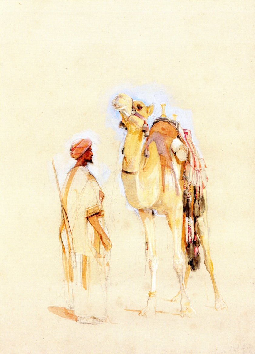 Bedouin Camel Driver and Camel, Sinai, vintage artwork by John Frederick Lewis, RA, A3 (16x12") Poster Print