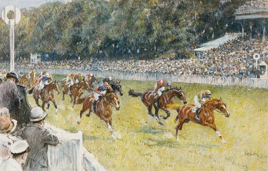 Races in Goodwood, vintage artwork by Gilbert Joseph Holiday, 12x8" (A4) Poster