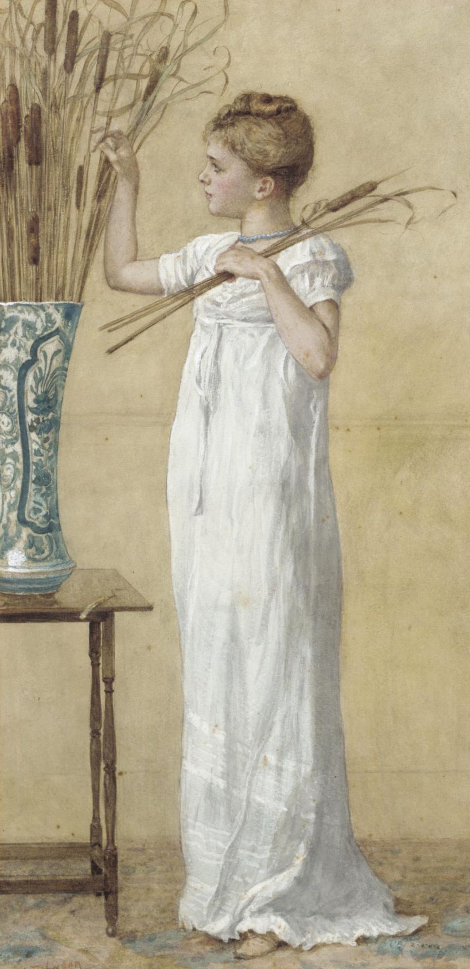 Arranging the Bullrushes, vintage artwork by Edward Killingworth Johnson, 12x8" (A4) Poster