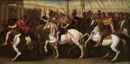 Roman soldiers in the circus, vintage artwork by Aniello Falcone, 12x8" (A4) Poster