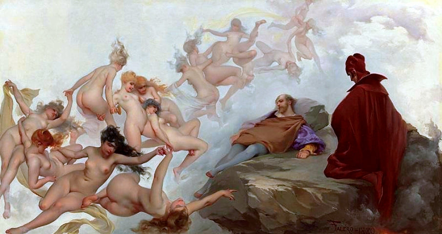 Falero's Dream, vintage artwork by Luis Ricardo Falero, 12x8" (A4) Poster