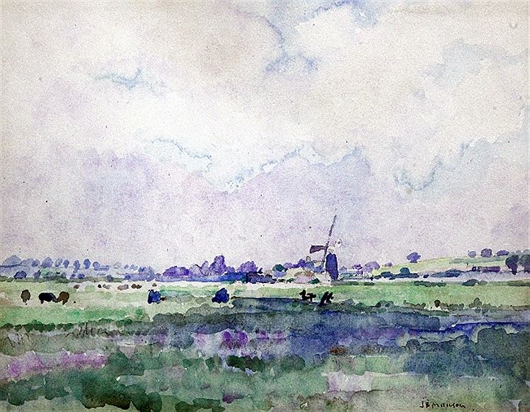 Windmill near Rye, vintage artwork by James Bolivar Manson, 12x8" (A4) Poster