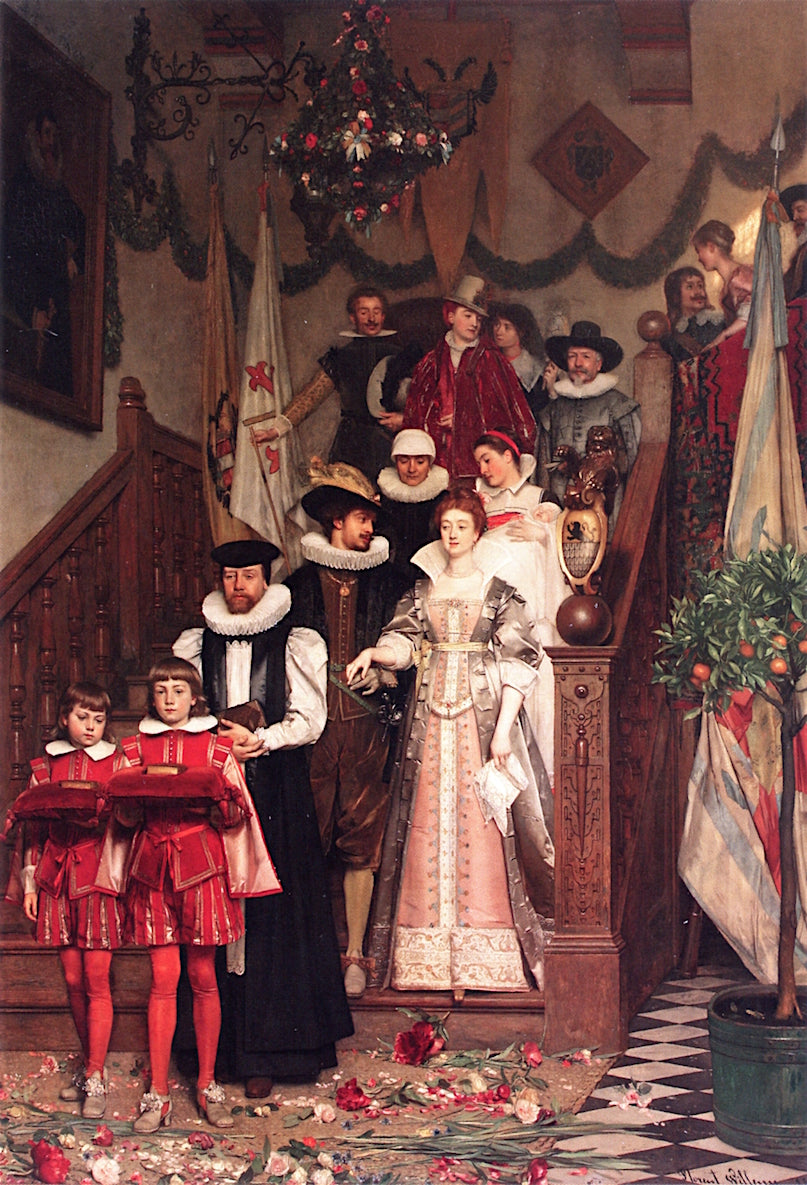 Le depart pour le baptȇme, vintage artwork by Florent Willems, 12x8" (A4) Poster