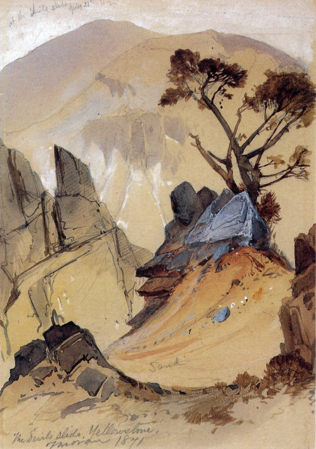 The Devils Slide Yellowstone, vintage artwork by Thomas Moran, 12x8" (A4) Poster