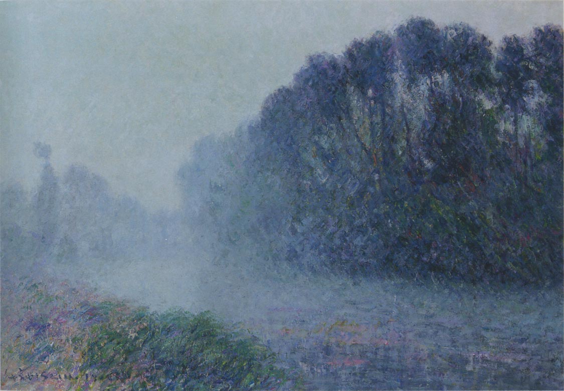 by  the Eure River - Mist Effect, vintage artwork by Gustave Loiseau, 12x8" (A4) Poster