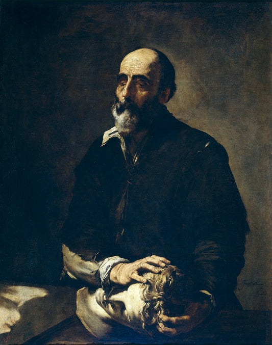 The Blind Sculptor, or Allegory of Touch, vintage artwork by Jusepe de Ribera, 12x8" (A4) Poster