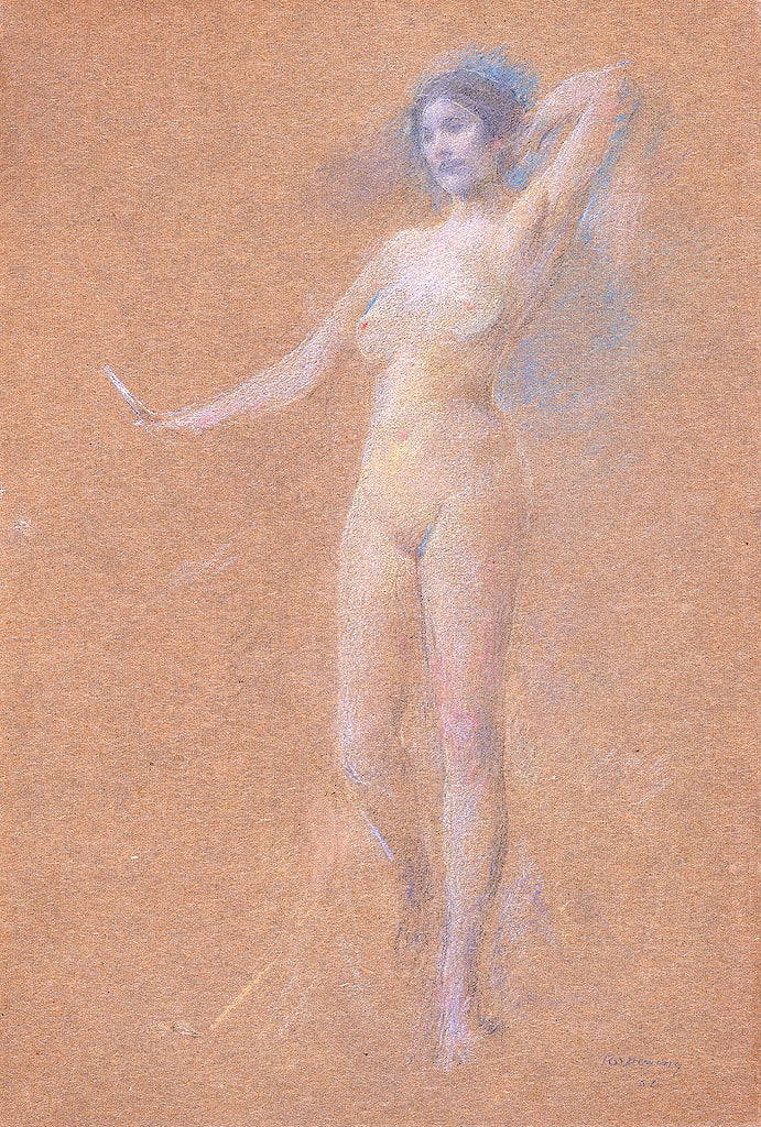 Standing Nude Figure of a Girl by Thomas Wilmer Dewing,A3(16x12")Poster