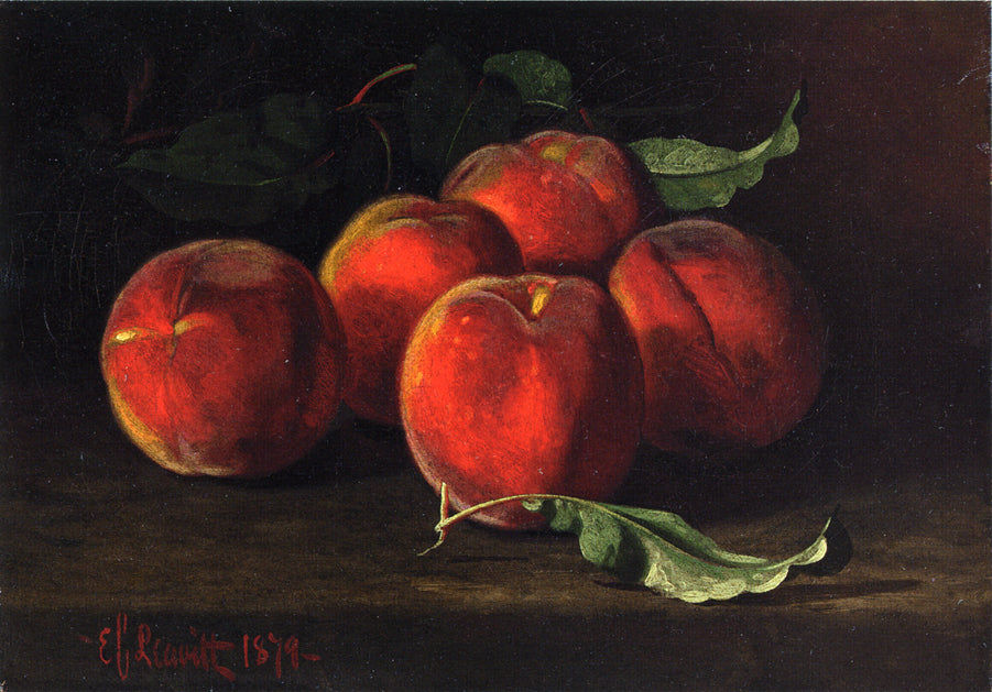 Table Top Still Life of Peaches, vintage artwork by Edward Chalmers Leavitt, 12x8" (A4) Poster