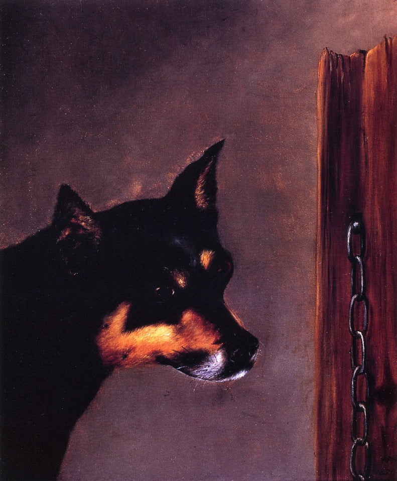 Dog Head with Post and Chain, vintage artwork by William Aiken Walker, 12x8" (A4) Poster