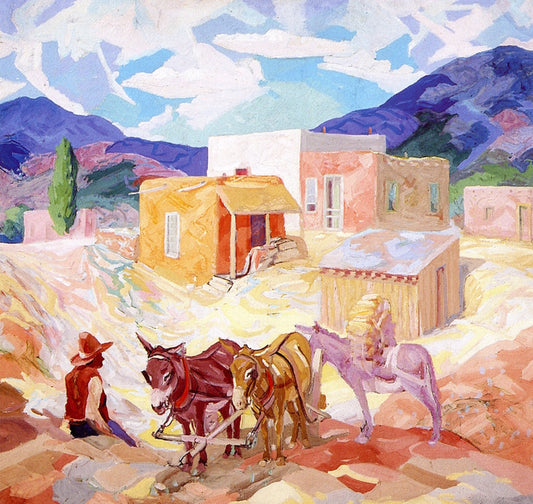 Santa Fe Horseman, vintage artwork by Albert Henry Krehbiel, 12x8" (A4) Poster