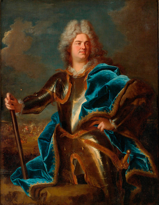 Portrait of a Man, possibly Louis Hector, Duke of Villars, vintage artwork by Hyacinthe Rigaud, 12x8" (A4) Poster