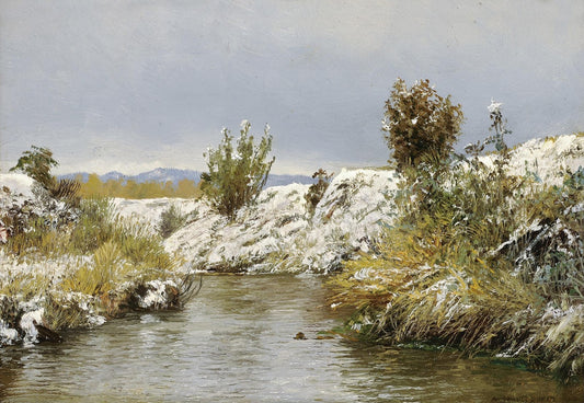 First Snow in October, vintage artwork by Anshelm Schultzberg, 12x8" (A4) Poster