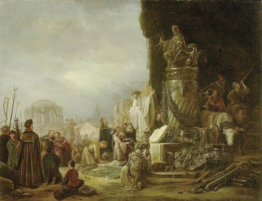 Paul and Barnabus at Lystra, vintage artwork by Jacob Willemsz. de Wet, 12x8" (A4) Poster