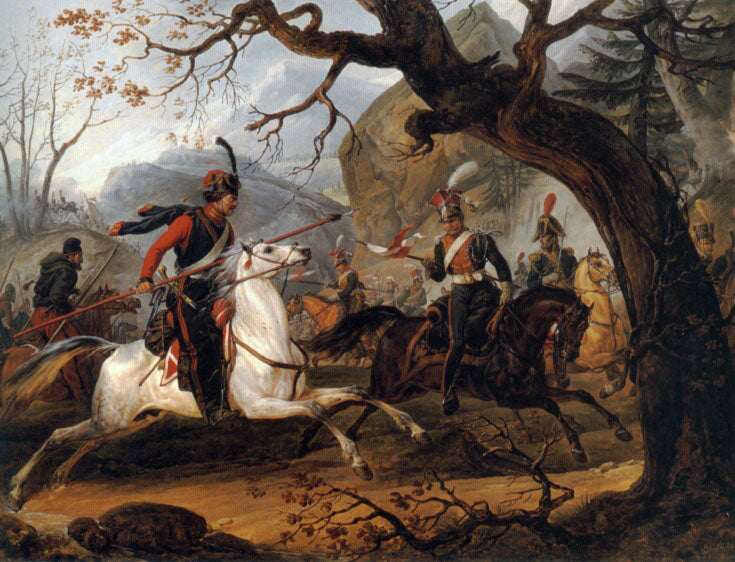 Napoleonic battle in the Alps, vintage artwork by Horace Vernet, A3 (16x12") Poster Print