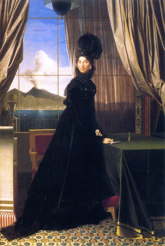 Caroline Murat, Queen of Naples, vintage artwork by Jean-Auguste-Dominique Ingres, 12x8" (A4) Poster