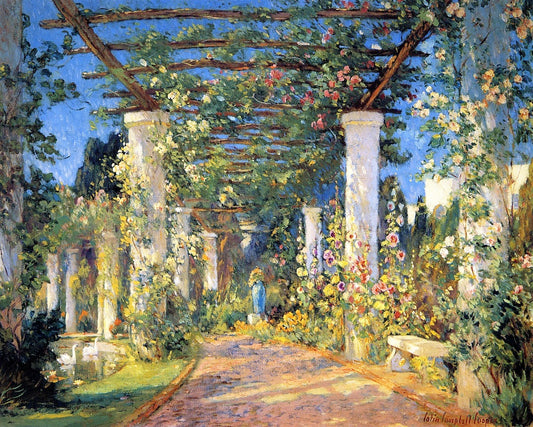 Pergola at the Hotel Samarkand, Santa Barbara, vintage artwork by Colin Campbell Cooper, 12x8" (A4) Poster