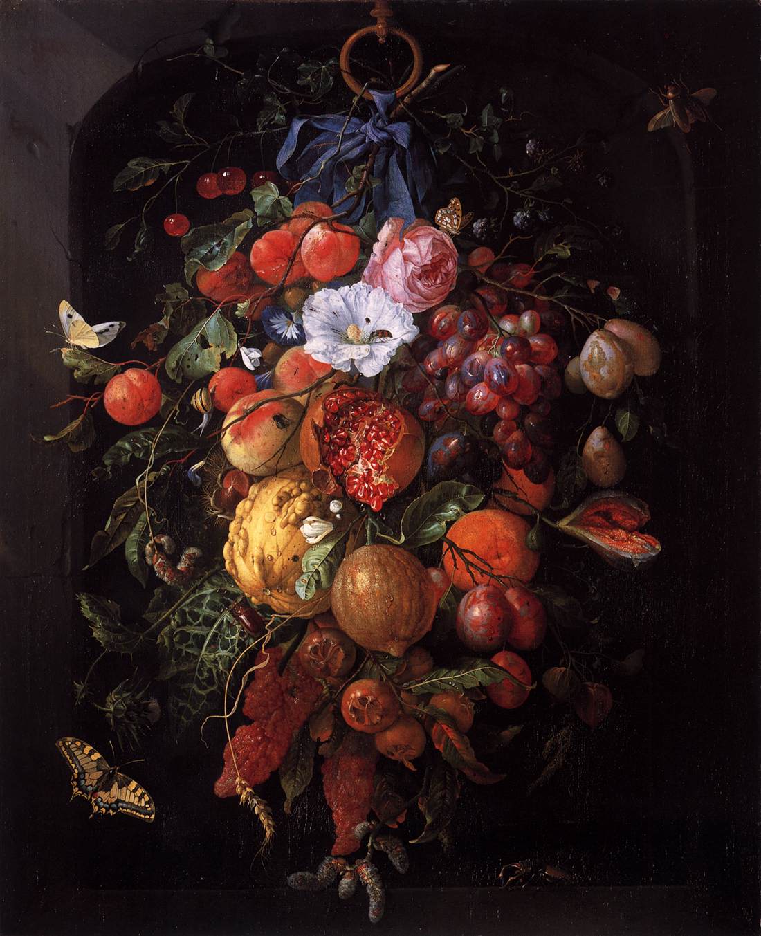 Festoon of Fruit and Flowers, vintage artwork by Jan Davidsz. de Heem, 12x8" (A4) Poster