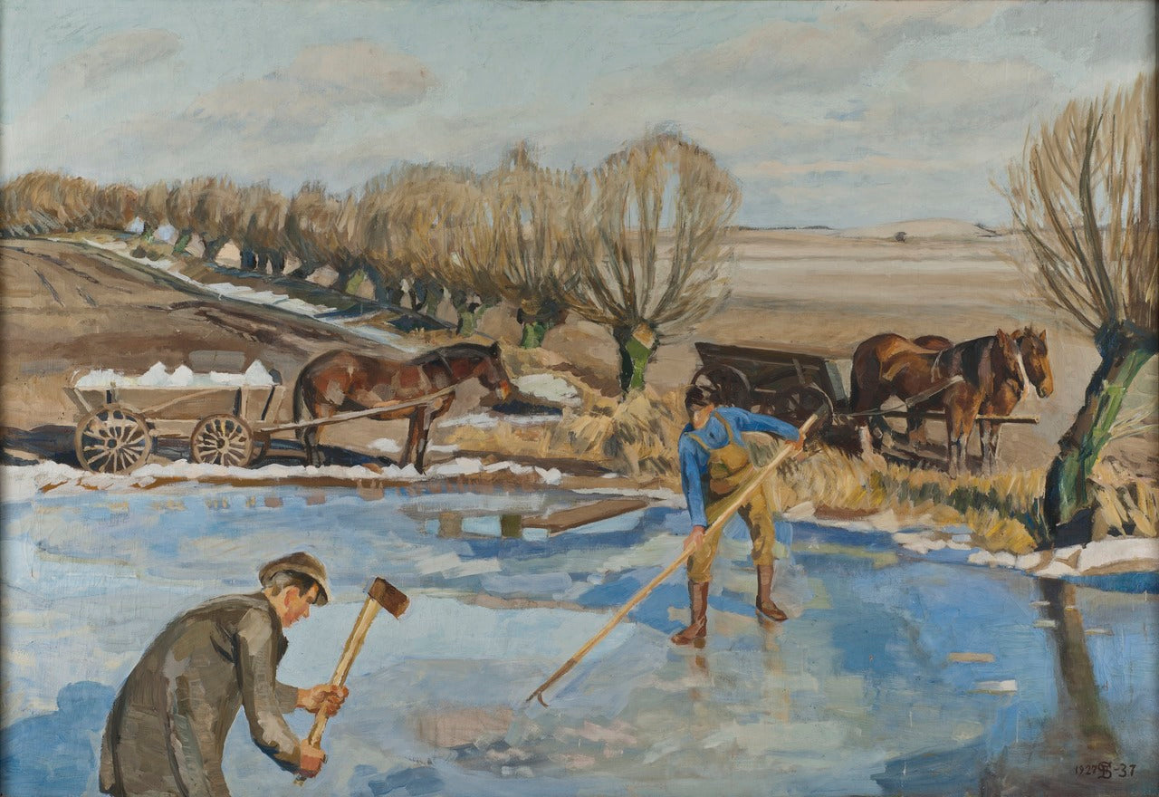 Farmhands Fetching Ice by Fritz Syberg,A3(16x12")Poster
