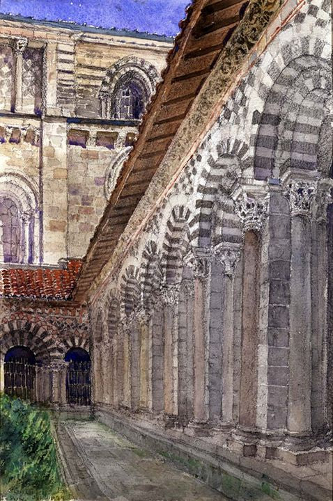 Cathedral Cloister at Le Puy, vintage artwork by Cass Gilbert, 12x8" (A4) Poster