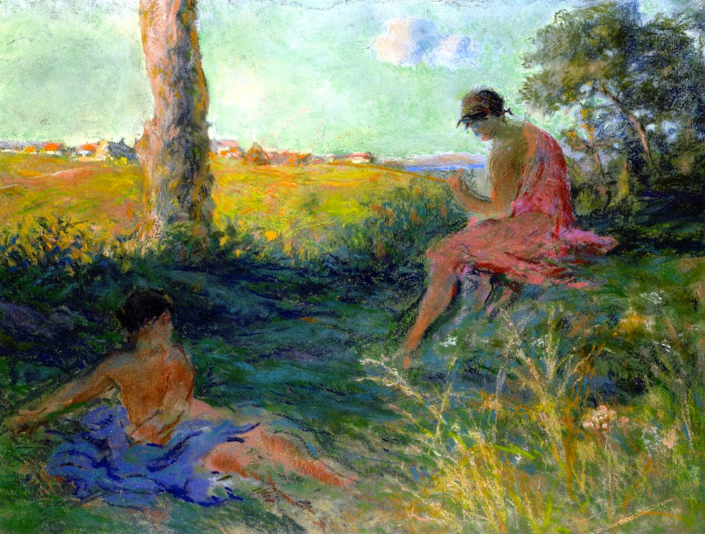 Nymphs at the Edge of the Woods, vintage artwork by Ker Xavier Roussel, 12x8" (A4) Poster
