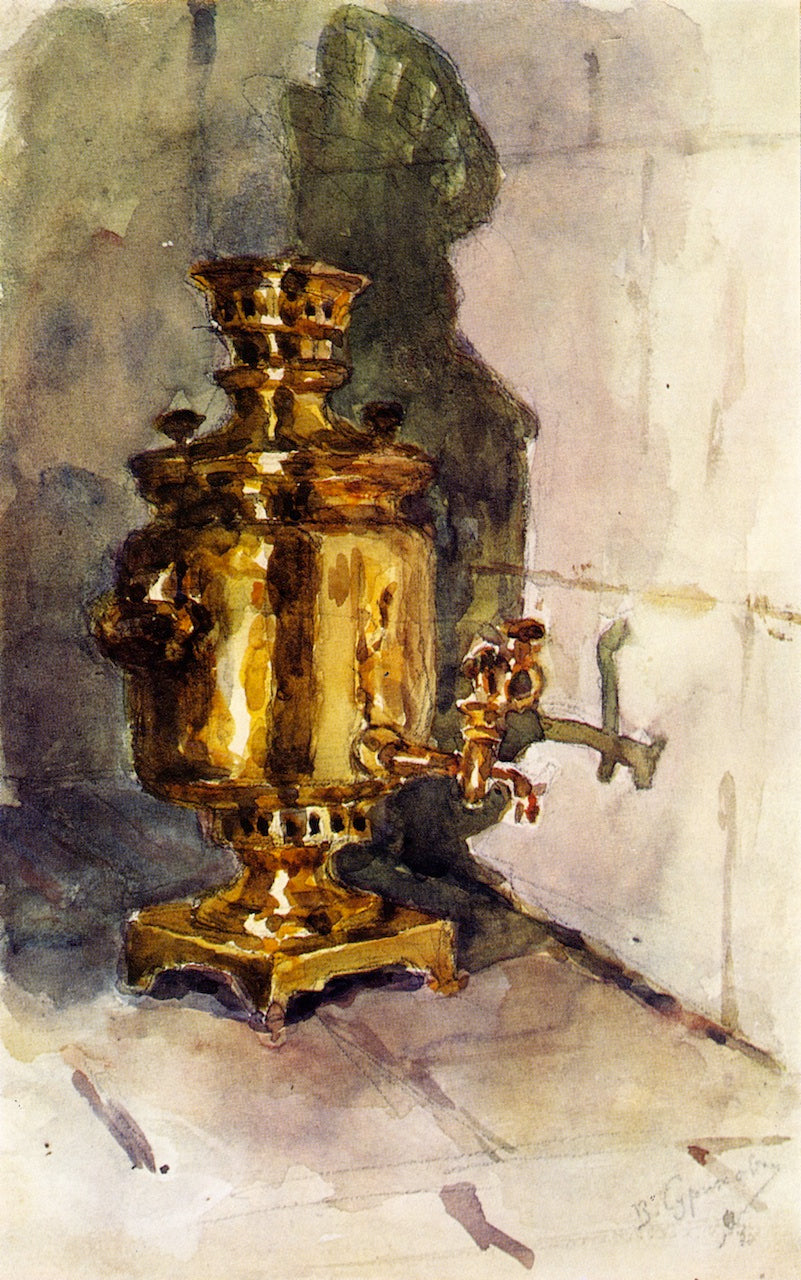 Samovar, vintage artwork by Vasili Ivanovich Surikov, 12x8" (A4) Poster