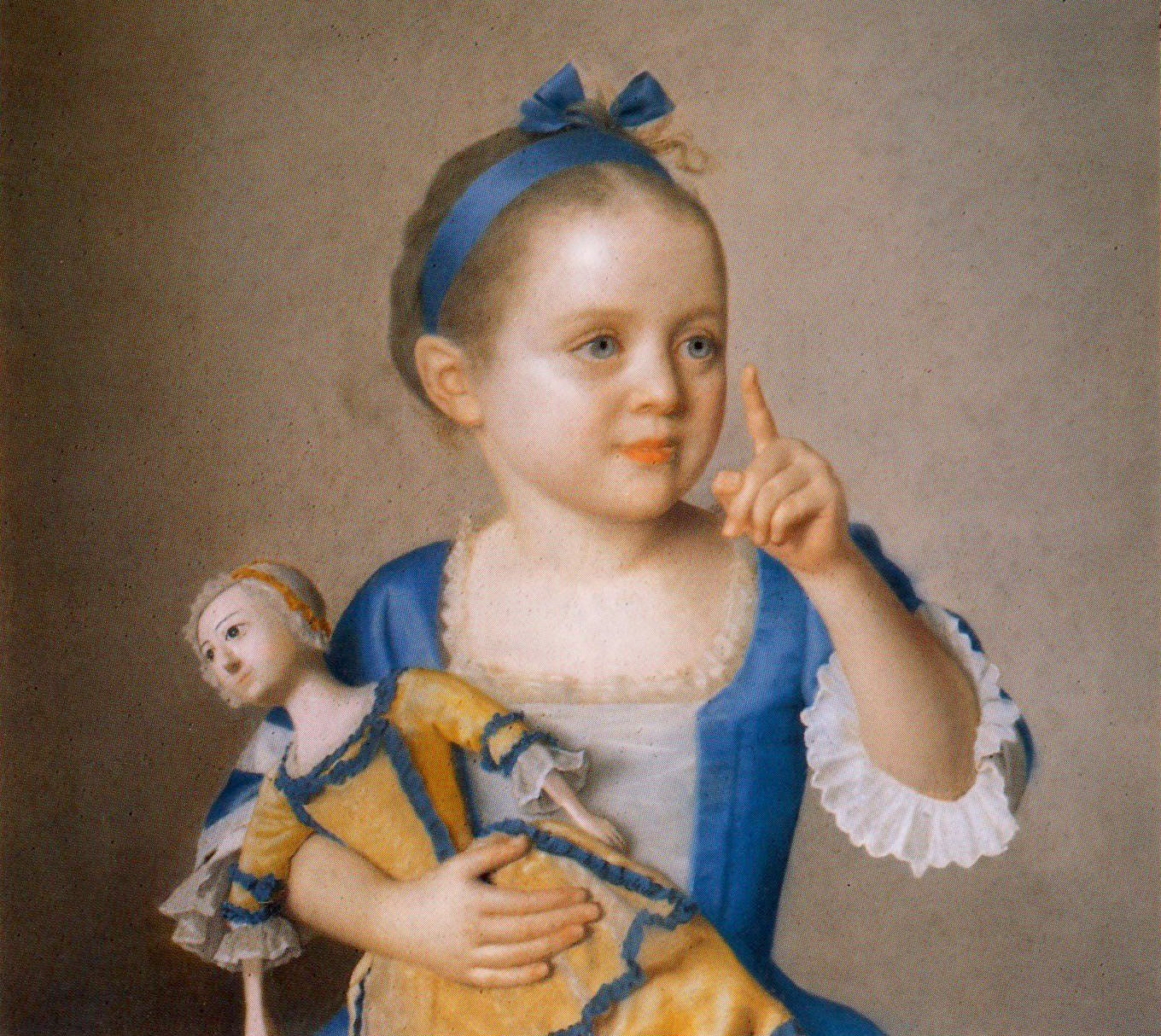Girl with doll, daughter of the painter and godchild of Maria Theresia, vintage artwork by Jean-Étienne Liotard, 12x8" (A4) Poster