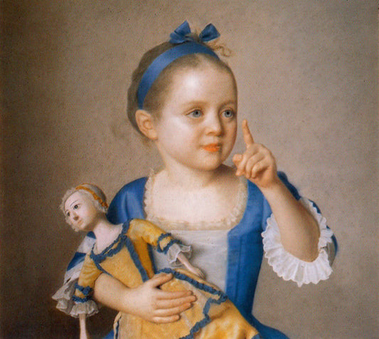 Girl with doll, daughter of the painter and godchild of Maria Theresia, vintage artwork by Jean-Étienne Liotard, 12x8" (A4) Poster